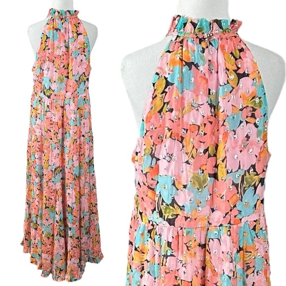 SAYLOR Missie Floral Midi Maxi Dress in Retro Floral Metallic Size Large Spring - Picture 11 of 13